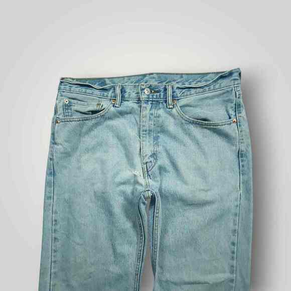 Levi's 505 Jeans Mens 35x32 Straight Leg Mid Rise Distressed Normcore Light Wash - Picture 3 of 11